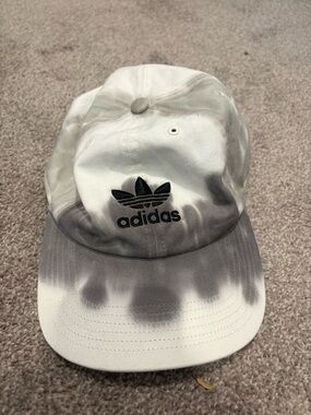 adidas Tie-Dye Trefoil Cap - White & Gray
